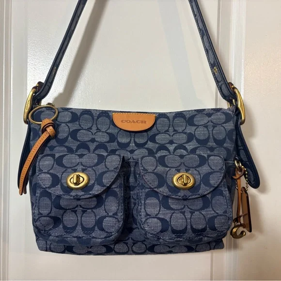 💙 Coach Signature Denim Cargo Shoulder Bag | 3239 - Picture 15 of 16